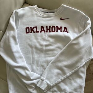 Nike White and Red Oklahoma Sweatshirt